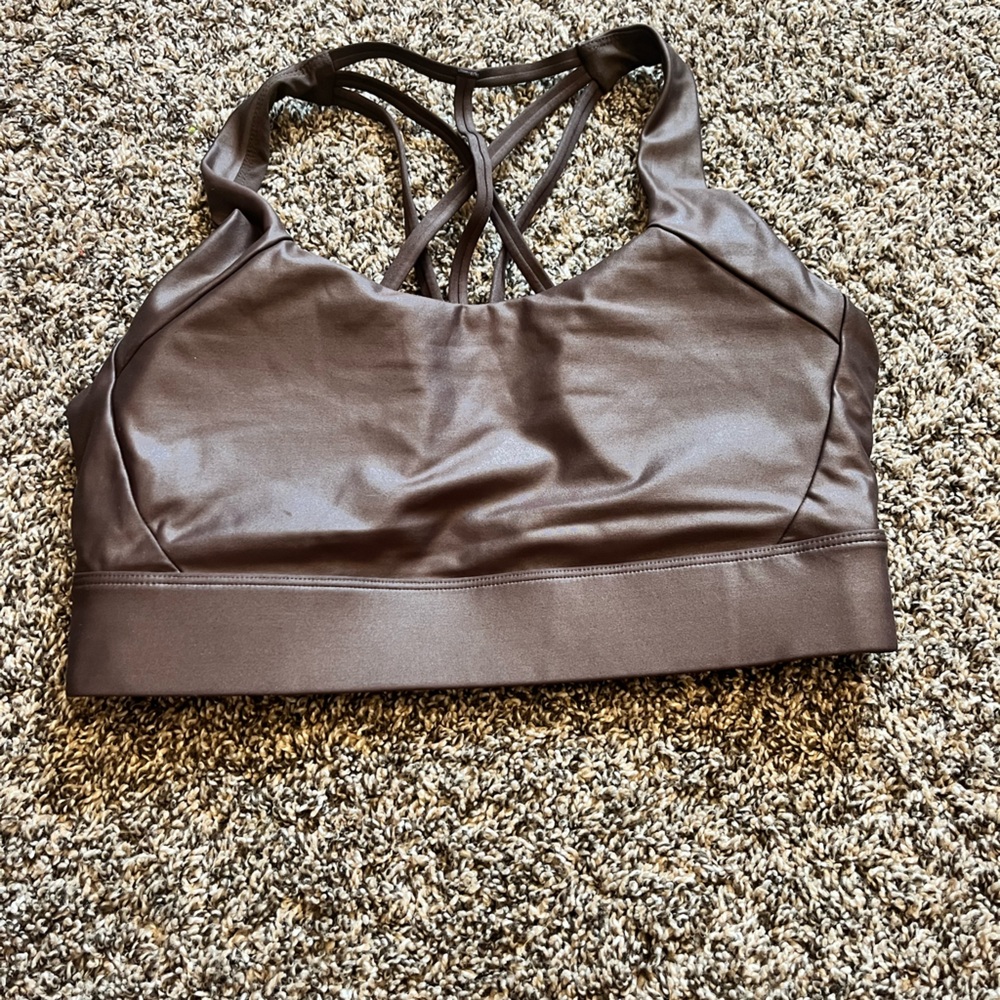 Zyia metallic brown strappy bra, size large